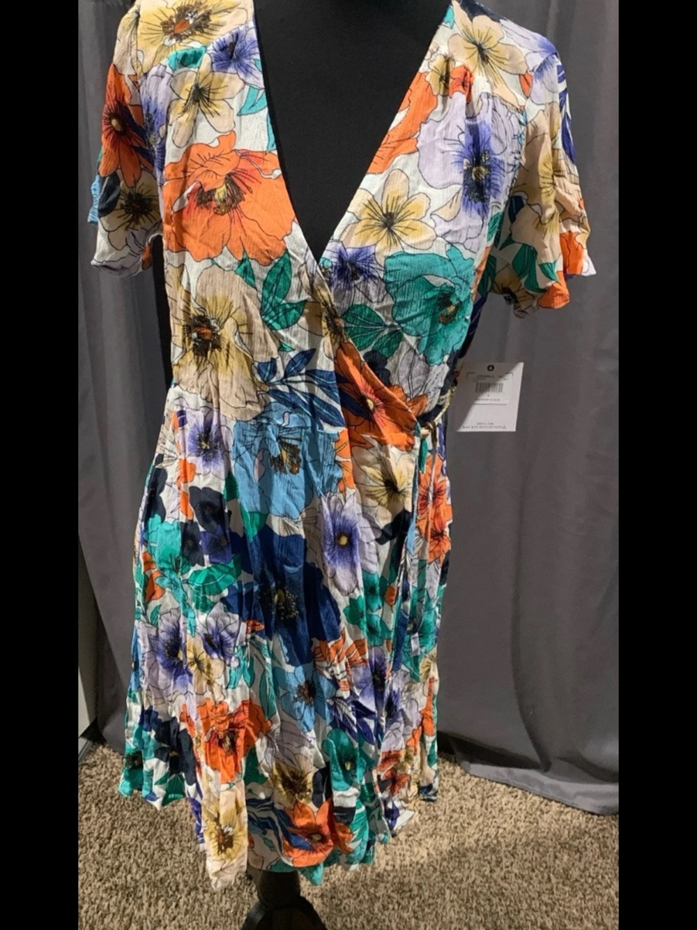 O'Neill Multicolor Floral Wrap Dress with V-Neck